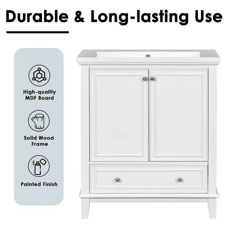 Mobile bagno 30 pollici senza lavabo Ante multifunzione Cassetto Struttura solida MDF Verde