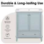 Mobile bagno 30 pollici senza lavabo Ante multifunzione Cassetto Struttura solida MDF Verde
