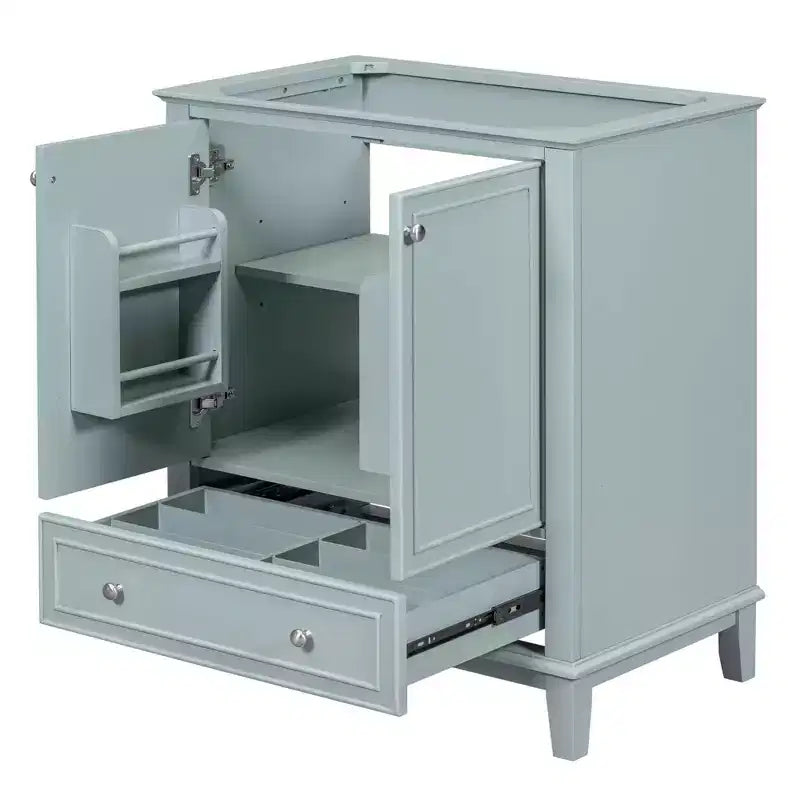 Mobile bagno 30 pollici senza lavabo Ante multifunzione Cassetto Struttura solida MDF Verde