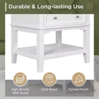 24 Bathroom Vanity with Sink Storage Drawer Open Shelf Solid Wood Frame White