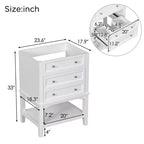 24 Bathroom Vanity with Sink Storage Drawer Open Shelf Solid Wood Frame White