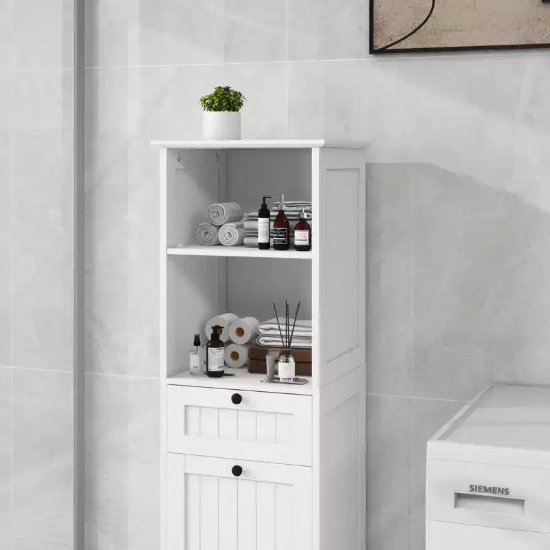 Mobile contenitore moderno e sottile per bagno Kashton con sacca portabiancheria rimovibile