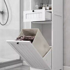 Mobile contenitore moderno e sottile per bagno Kashton con sacca portabiancheria rimovibile