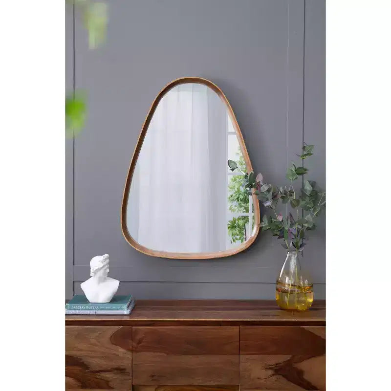 TUYOHW 30x38 Inch Wall Mount Bathroom Mirror,Modern Irrgeular Wall Mount Vanity Mirror with Wooden Frame for Bathroom,Bedroom