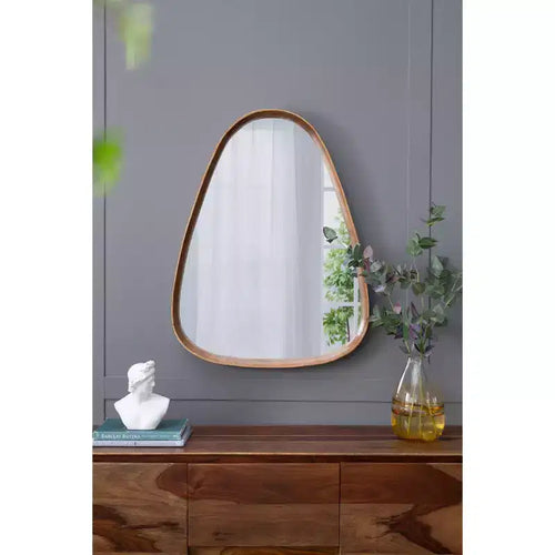 TUYOHW 30x38 Inch Wall Mount Bathroom Mirror,Modern Irrgeular Wall Mount Vanity Mirror with Wooden Frame for Bathroom,Bedroom