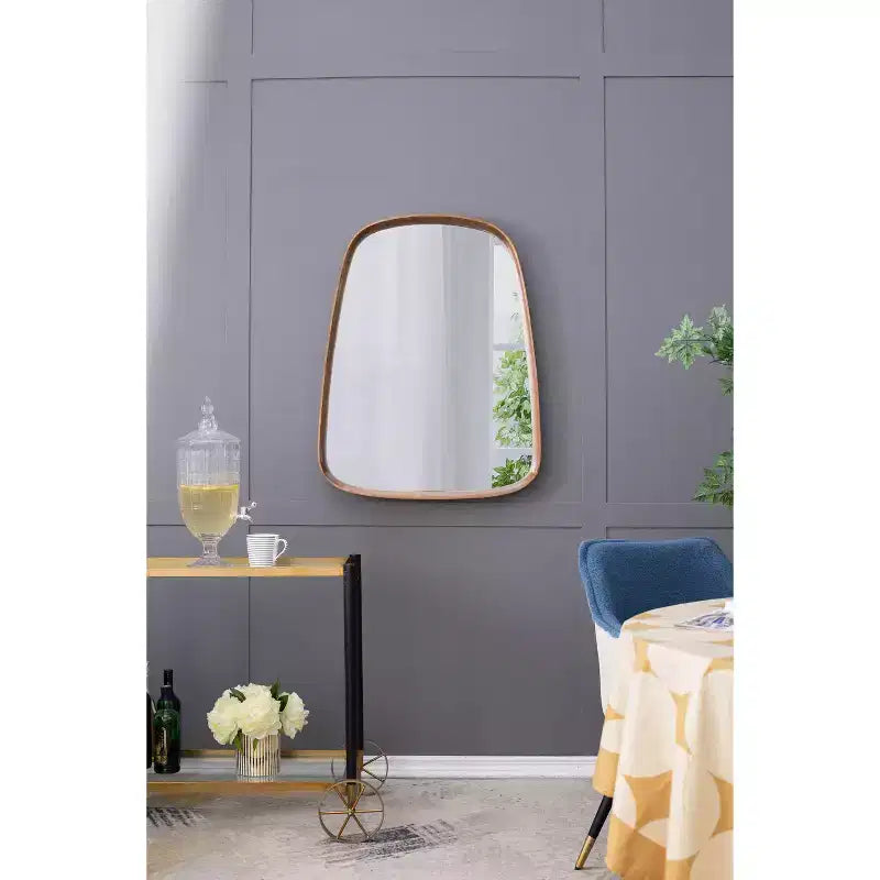 Specchio da bagno da parete 30x38 pollici, specchio da trucco moderno irregolare con cornice in legno