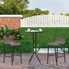 Set da bistrò da esterno 3 pezzi, altezza bar, per 2 persone, tavolo da pub rotondo per patio, 2 sedie da bar con design confortevole e struttura robusta