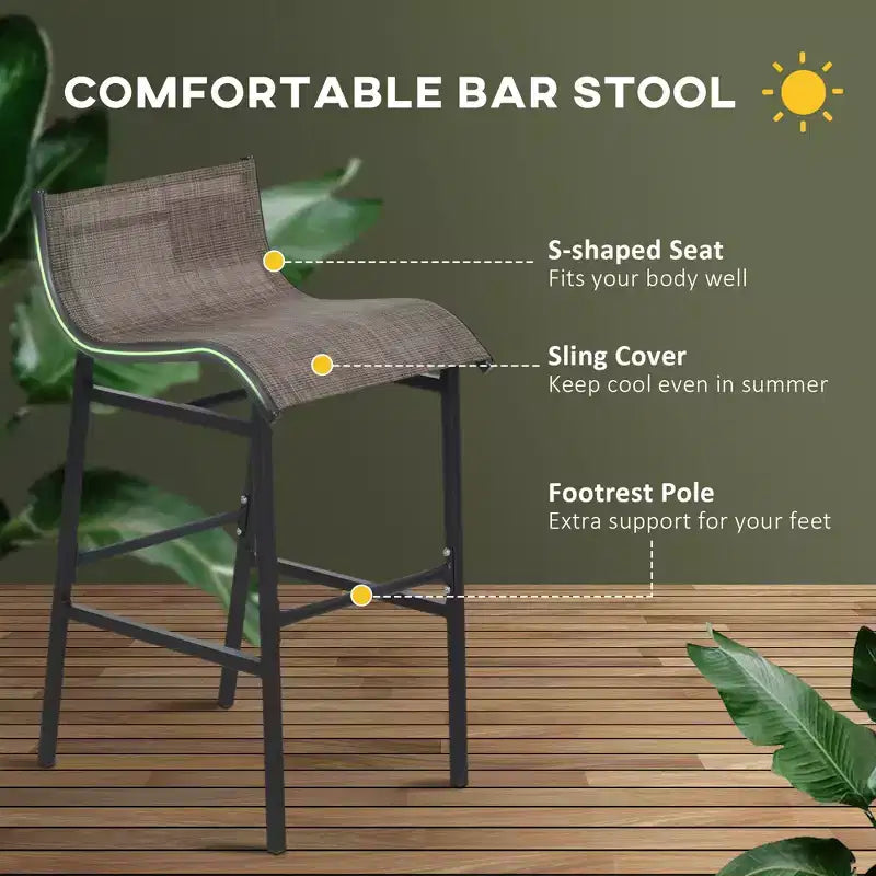 Set da bistrò da esterno 3 pezzi, altezza bar, per 2 persone, tavolo da pub rotondo per patio, 2 sedie da bar con design confortevole e struttura robusta