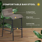 Set da bistrò da esterno 3 pezzi, altezza bar, per 2 persone, tavolo da pub rotondo per patio, 2 sedie da bar con design confortevole e struttura robusta