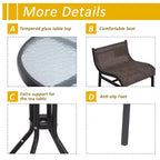 Set da bistrò da esterno 3 pezzi, altezza bar, per 2 persone, tavolo da pub rotondo per patio, 2 sedie da bar con design confortevole e struttura robusta