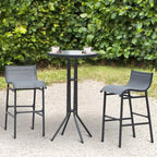 Set da bistrò da esterno 3 pezzi, altezza bar, per 2 persone, tavolo da pub rotondo per patio, 2 sedie da bar con design confortevole e struttura robusta