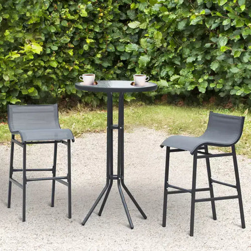 3 Piece Bar Height Outdoor Bistro Set for 2, Round Patio Pub Table 2 Bar Chairs with Comfortable Design & Strong Build