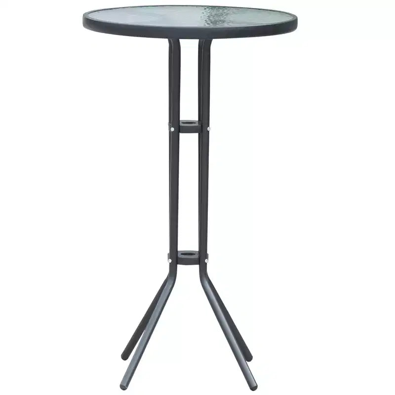 Set da bistrò da esterno 3 pezzi, altezza bar, per 2 persone, tavolo da pub rotondo per patio, 2 sedie da bar con design confortevole e struttura robusta
