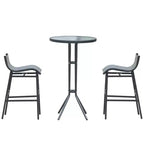 Set da bistrò da esterno 3 pezzi, altezza bar, per 2 persone, tavolo da pub rotondo per patio, 2 sedie da bar con design confortevole e struttura robusta