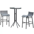 3 Piece Bar Height Outdoor Bistro Set for 2, Round Patio Pub Table 2 Bar Chairs with Comfortable Design & Strong Build