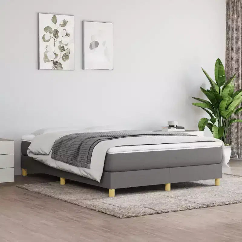 Bed Frame Dark Gray Fabric (100% polyester), plywood, engineered wood