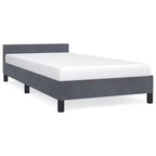 Struttura Letto Con Testiera Velluto Grigio Scuro, Compensato, Legno Ingegnerizzato