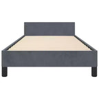 Struttura Letto Con Testiera Velluto Grigio Scuro, Compensato, Legno Ingegnerizzato