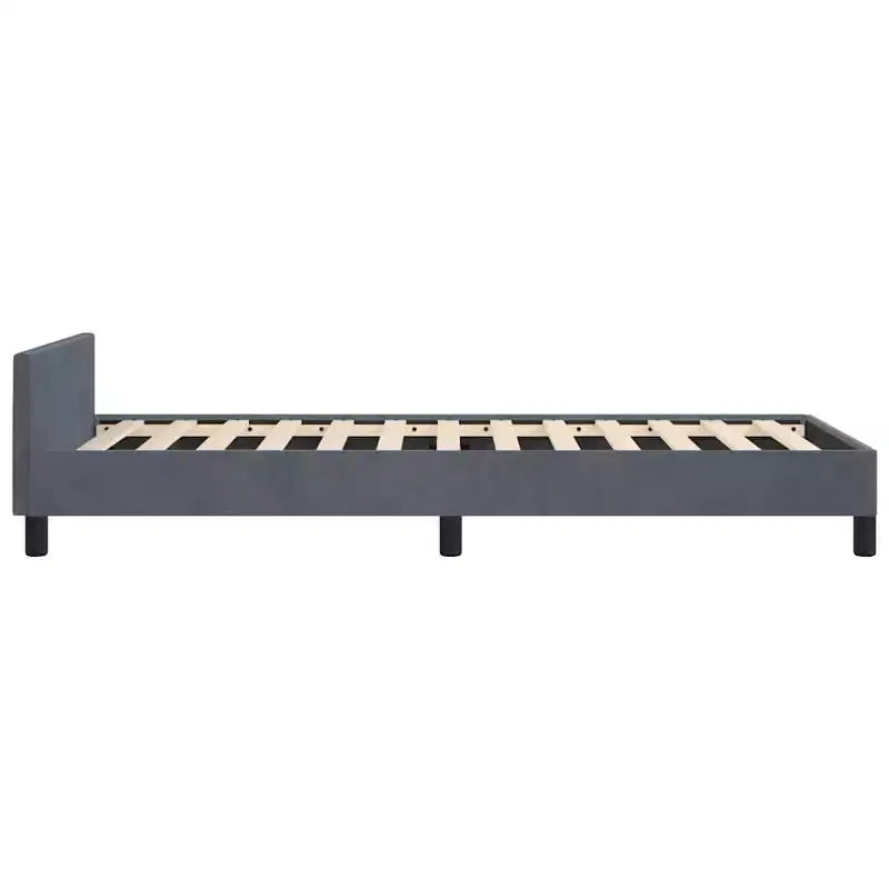 Struttura Letto Con Testiera Velluto Grigio Scuro, Compensato, Legno Ingegnerizzato