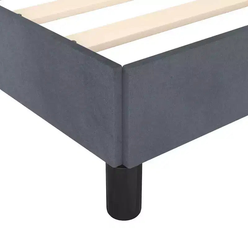 Struttura Letto Con Testiera Velluto Grigio Scuro, Compensato, Legno Ingegnerizzato