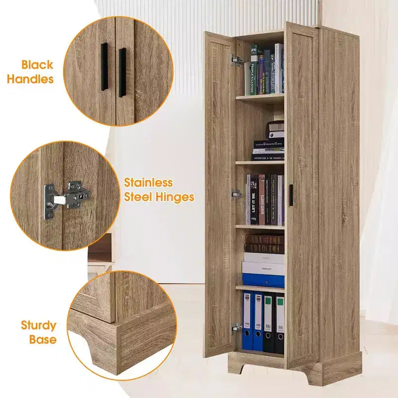 Mobile Contenitore Marrone 2 Ante Scaffale Regolabile MDF