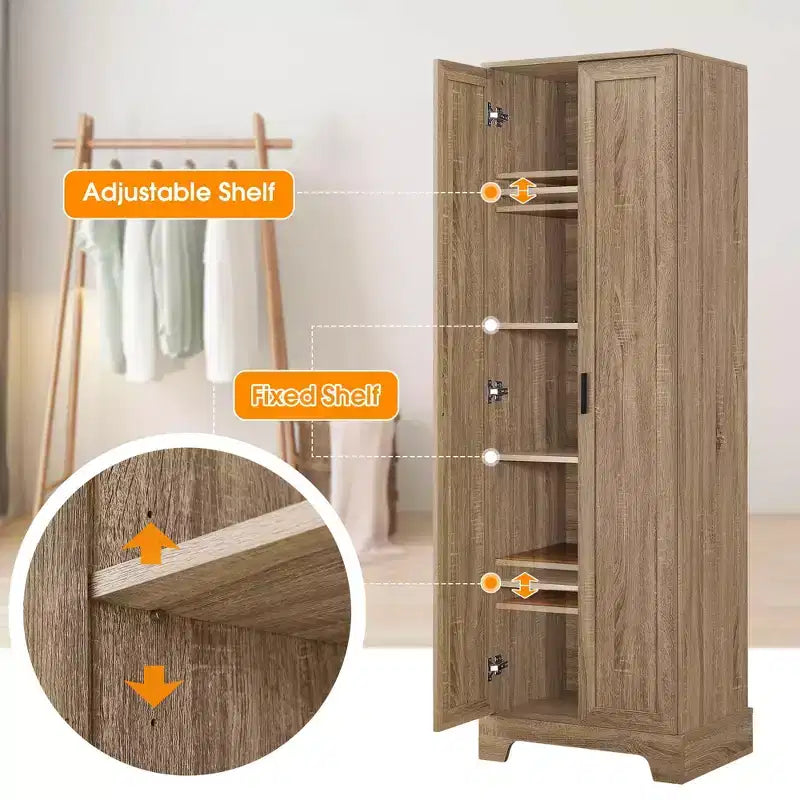 Mobile Contenitore Marrone 2 Ante Scaffale Regolabile MDF