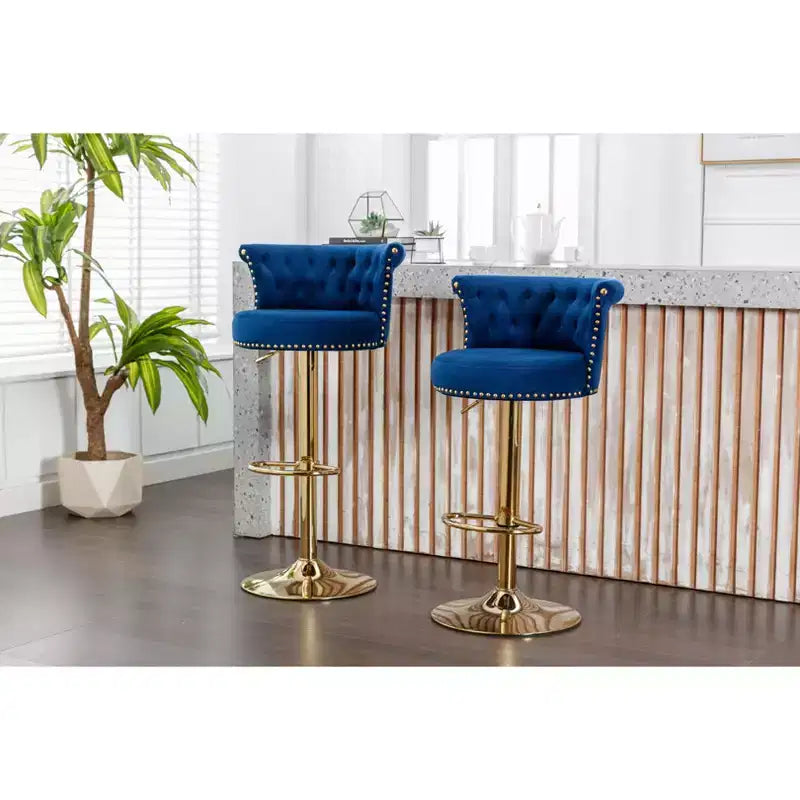 Swivel Bar Stools Adjustable Counter Height Chairs with Footrest and Metal Legs for Kitchen Island Dining Room (2-Piece)