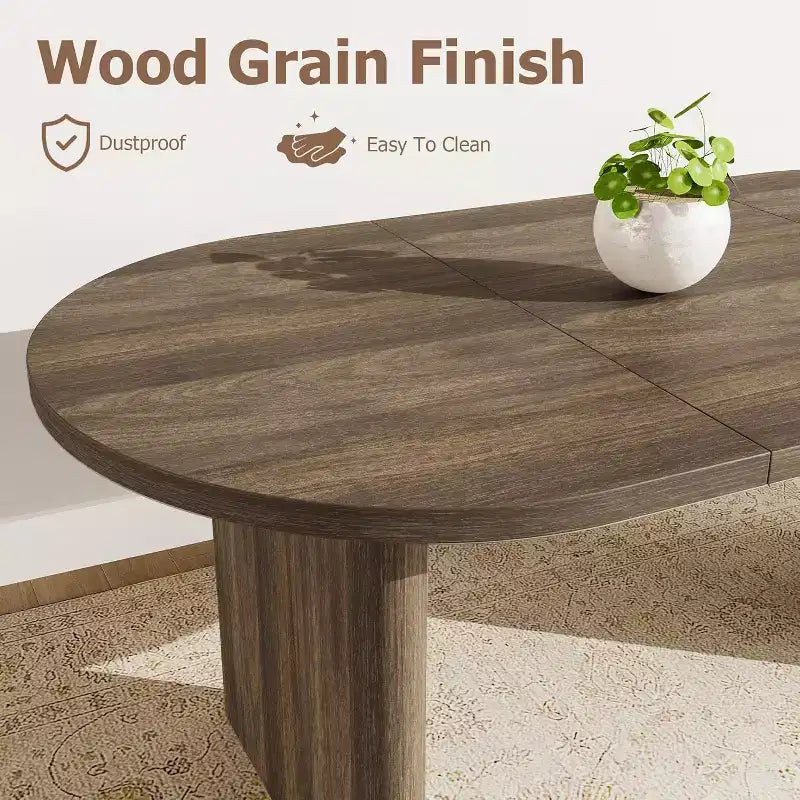 70.8 Oval Dining Table for 6-8 People, Kitchen Table with Thick Sturdy Wooden Base, Farmhouse Dining Room Desk for Kitchen Dining Room Apartments