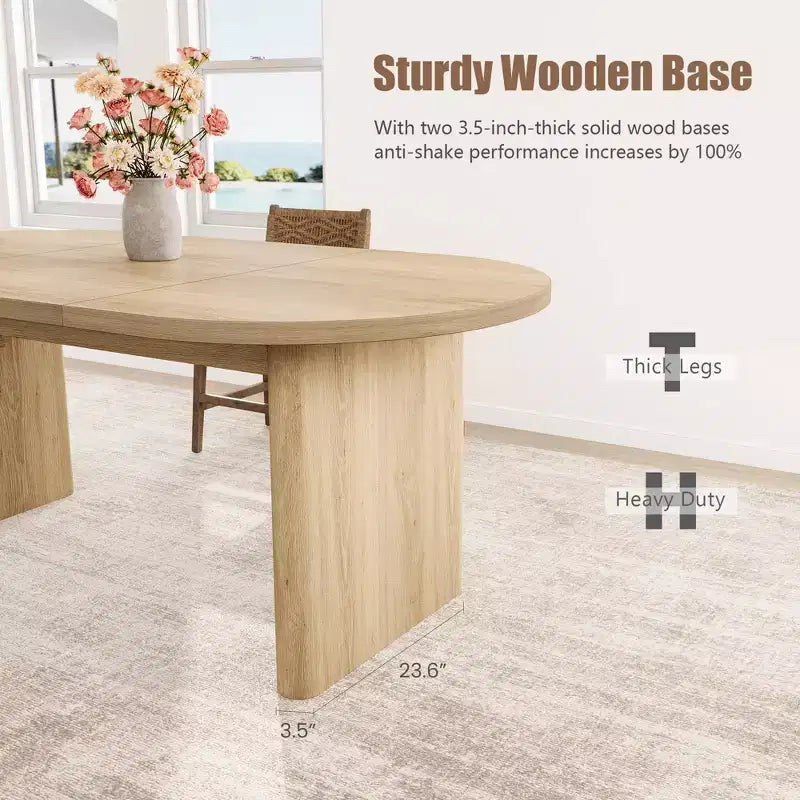 70.8 Oval Dining Table for 6-8 People, Kitchen Table with Thick Sturdy Wooden Base, Farmhouse Dining Room Desk for Kitchen Dining Room Apartments