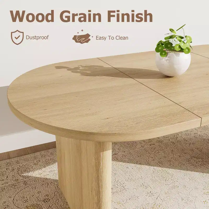 70.8 Oval Dining Table for 6-8 People, Kitchen Table with Thick Sturdy Wooden Base, Farmhouse Dining Room Desk for Kitchen Dining Room Apartments