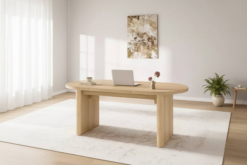 70.8 Oval Dining Table for 6-8 People, Kitchen Table with Thick Sturdy Wooden Base, Farmhouse Dining Room Desk for Kitchen Dining Room Apartments