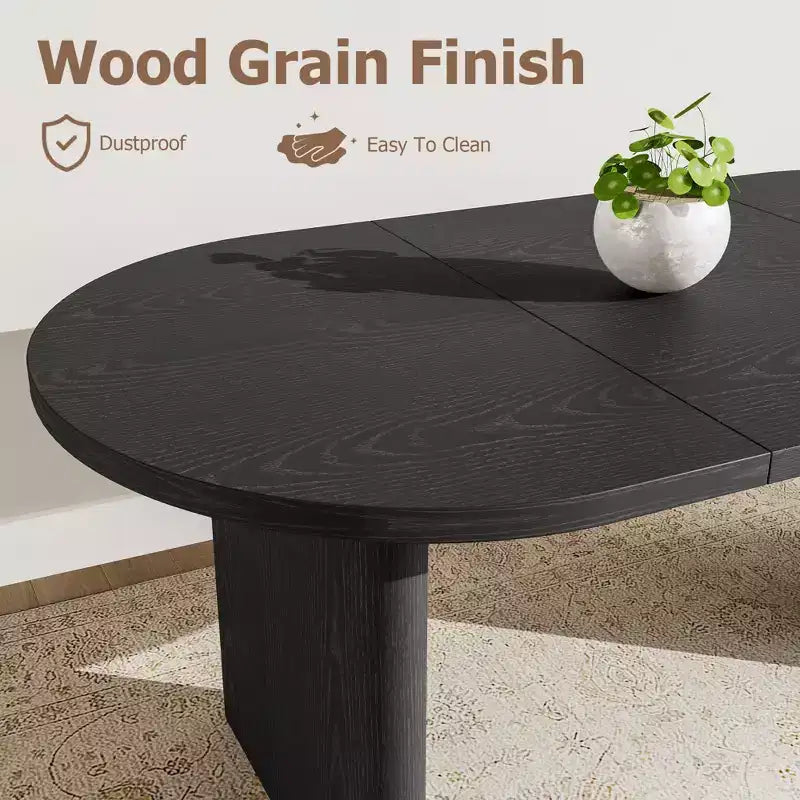 70.8 Oval Dining Table for 6-8 People, Kitchen Table with Thick Sturdy Wooden Base, Farmhouse Dining Room Desk for Kitchen Dining Room Apartments