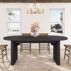 70.8 Oval Dining Table for 6-8 People, Kitchen Table with Thick Sturdy Wooden Base, Farmhouse Dining Room Desk for Kitchen Dining Room Apartments