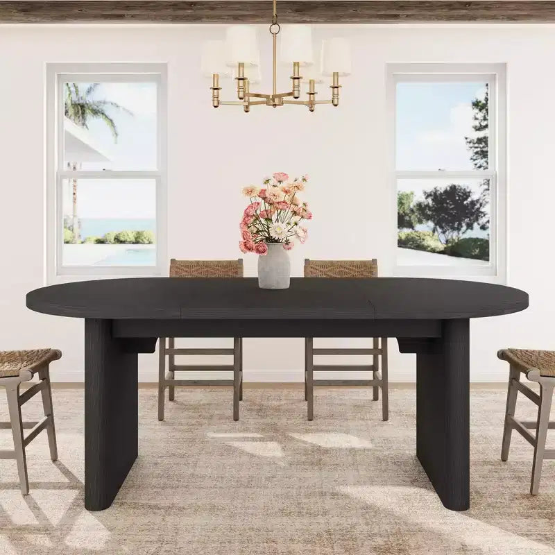 70.8 Oval Dining Table for 6-8 People, Kitchen Table with Thick Sturdy Wooden Base, Farmhouse Dining Room Desk for Kitchen Dining Room Apartments