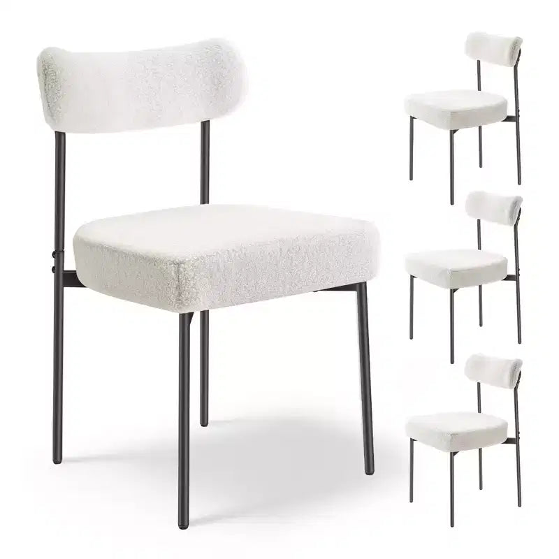VEVOR Dining Chairs Set of 4, Mid Century Modern Accent Chairs, Upholstered Side Chair,with Curved Backrest and Black Metal Legs