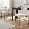 Mid Century Modern Dining Chairs Upholstered with Curved Backrest and Black Metal Legs (4-Piece)
