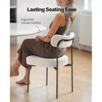 Mid Century Modern Dining Chairs Upholstered with Curved Backrest and Black Metal Legs (4-Piece)