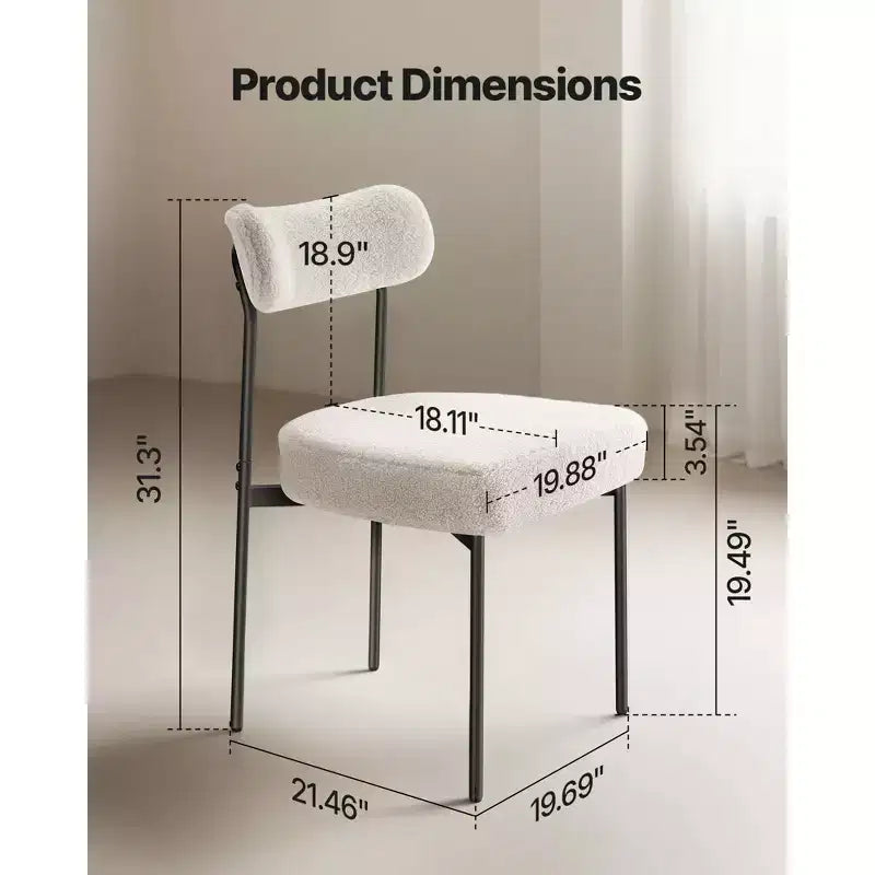 Mid Century Modern Dining Chairs Upholstered with Curved Backrest and Black Metal Legs (4-Piece)