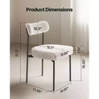 Mid Century Modern Dining Chairs Upholstered with Curved Backrest and Black Metal Legs (4-Piece)
