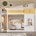 GDFStudio Rex Space-Saving Bunk Bed with Storage Shelves and Playful Window