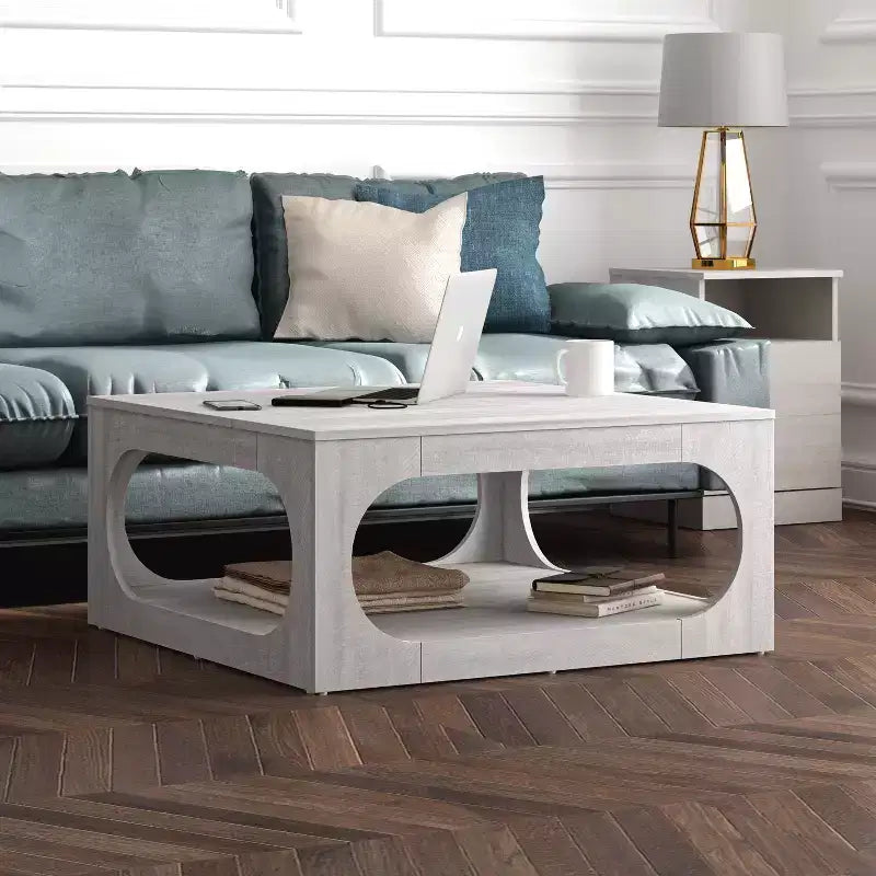 Tavolino moderno con ripiano aperto 88,4 L x 88,4 P x 40,9 H cm