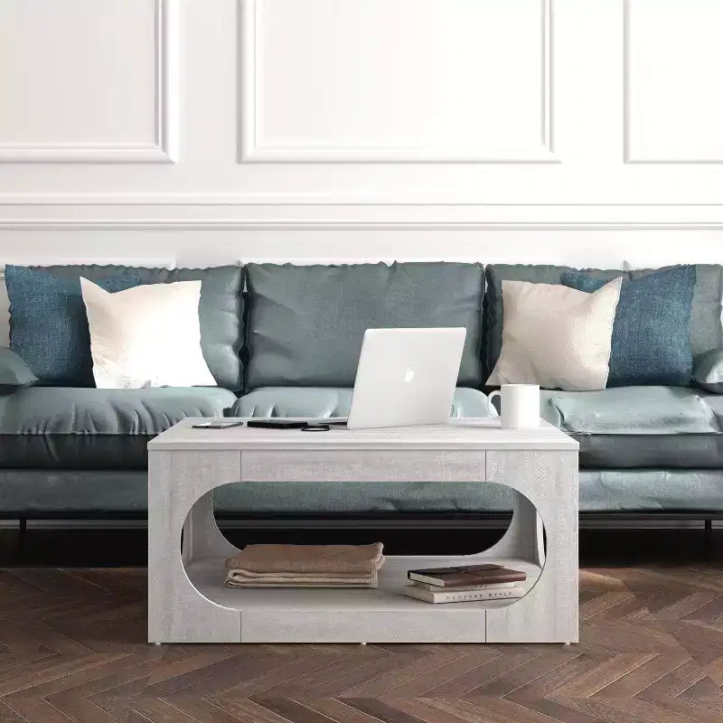 Tavolino moderno con ripiano aperto 88,4 L x 88,4 P x 40,9 H cm