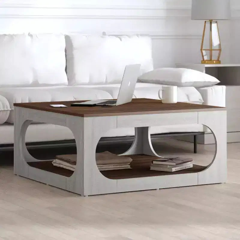 Modern Coffee Table with Open Storage Shelf 34.8 W x 34.8 D x 16.1 H