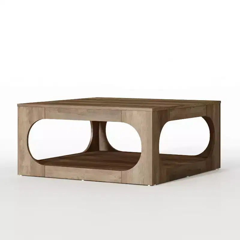 Modern Coffee Table with Open Storage Shelf 34.8 W x 34.8 D x 16.1 H