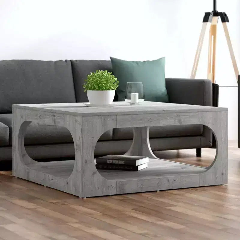 Modern Coffee Table with Open Storage Shelf 34.8 W x 34.8 D x 16.1 H
