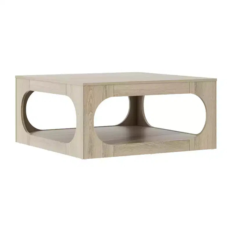 Modern Coffee Table with Open Storage Shelf 34.8 W x 34.8 D x 16.1 H