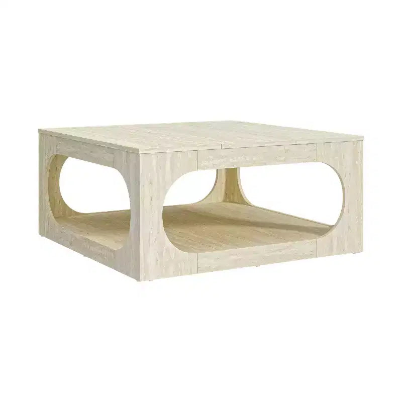 Modern Coffee Table with Open Storage Shelf 34.8 W x 34.8 D x 16.1 H