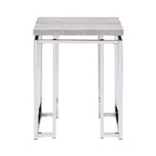 End Table with Rectangular Tabletop and Metal Legs Silver and Brown