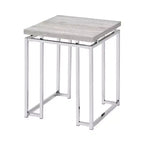 End Table with Rectangular Tabletop and Metal Legs Silver and Brown