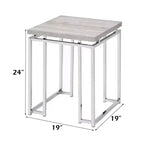 End Table with Rectangular Tabletop and Metal Legs Silver and Brown